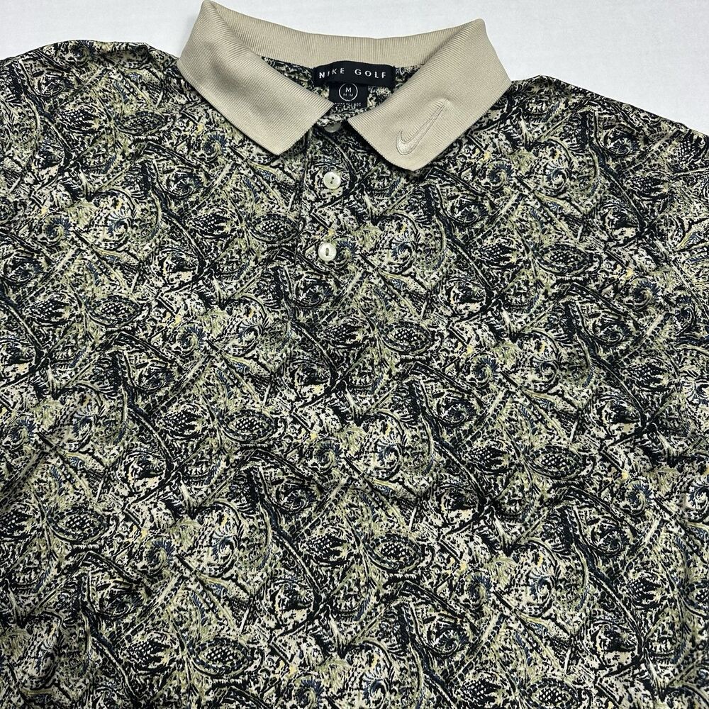 Vintage Nike Golf Polo Shirt Men’s Abstract Geometric Shirt Sleeve Cotton Medium